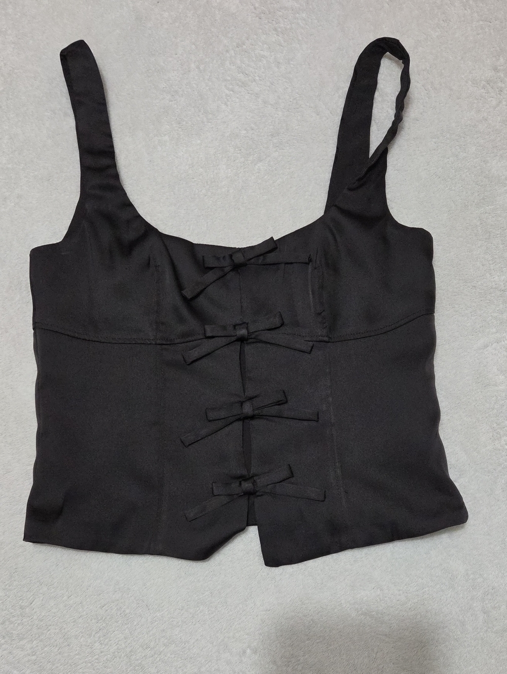 Classic Black Bow-Front Tank Top - Women